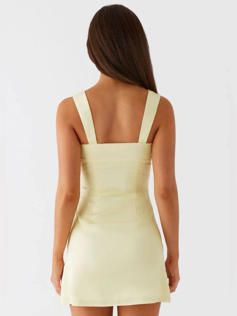 PepperMayo Odette Satin Mini Dress in Butter Yellow - Picture 3 of 11